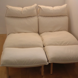 ●MUJI 無印良品 ハイバックリクライニングソファ ２シーター＋オットマン　使用期間短く美品です