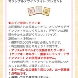 スタジオアリス デザインフォトクーポン 株主優待似 撮影半額券