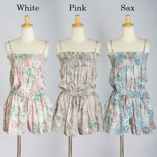 色違い計３枚　肩紐ドレス（パンツ）薄ピンク地/白地/青地の３色