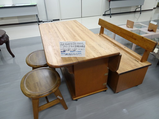 ダイニングテーブルセット（長椅子丸椅子2脚付）（2908-52ABCD）