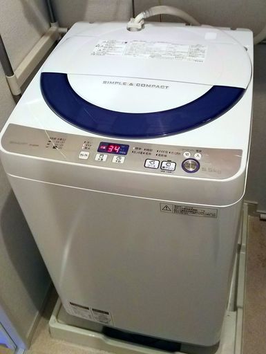美品 延長保障（残り３年７ヶ月）シャープ 5.5Kg ES‑GE55R 縦型洗濯機