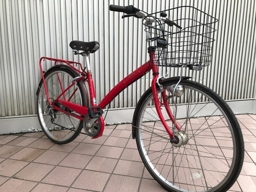 売り切れました！ありがとうございます！マルキン自転車　26インチ　シティサイクル　赤　前かご、LEDオートライト、カギ新品　付き　鹿児島市