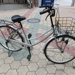 【整備済】26インチ 　大きいかご付き　後タイヤ新品　自転車