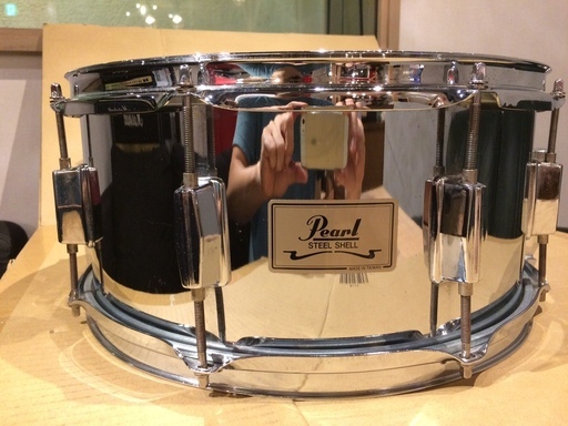 ［取引終了］ドラムスネア　Pearl　スチール　ケース付き