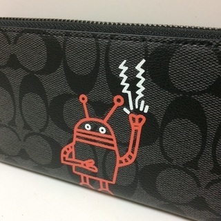 レア 美品 コーチ 長財布 キース ヘリング ラウンドジップ ロボット