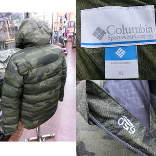 Columbia/コロンビア ダウンジャケット パウダーダウンジャケット 迷彩柄 XLサイズ 中古品(Ｙ)