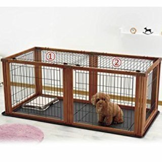 リッチェル ペット用 木製3WAYサークル 6面90H ブラウン＋サークル トレー ＋ 屋根面２セット
