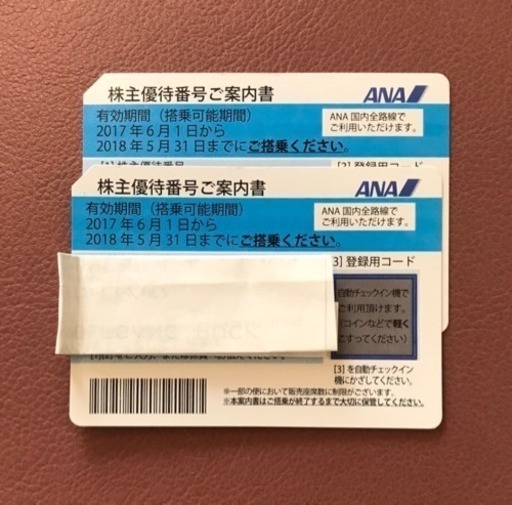 ANAの株主優待券2枚  2018年5月31日期限