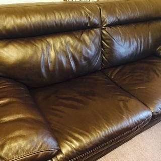 本革ソファ！ゆったり二人掛け ２種類のカバーもセット