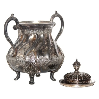 フランス製 アンティーク シルバーポット シュガーポット 銀器