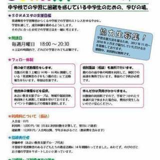 学習障害の中学生への学習支援を一緒にしていただける方募集!