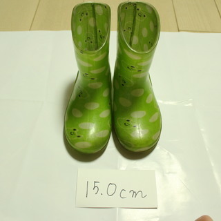 長靴　レインブーツ　15㎝　緑色　カエル柄