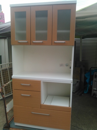 SHERRY製　ニトリ　【90KB-LBR】　キッチンボード食器棚