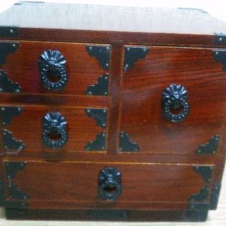 欅(けやき)工芸★小引き出し★時代家具調小物入れ