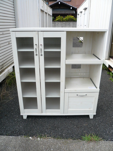 美品　フレンチカントリー調　食器棚　キッチン収納　家電ラック（105cm幅）　FLL-0016