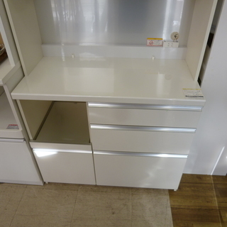 レンジボード 幅100cm ホワイト鏡面仕上げ 綺麗