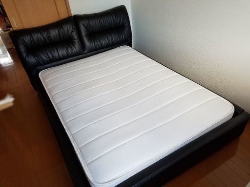 最終値下げ‼激安‼早い者勝ち‼オシャレでカッコイイ ダブルベッド レザー N-sleep マットレス 付 皮 革