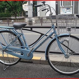 ★新車・売り切り特価・サカモトテクノ・フローリスパイプキャリヤ仕様・26インチ・シングルギヤ・LEDオートライト・ブルーグレー