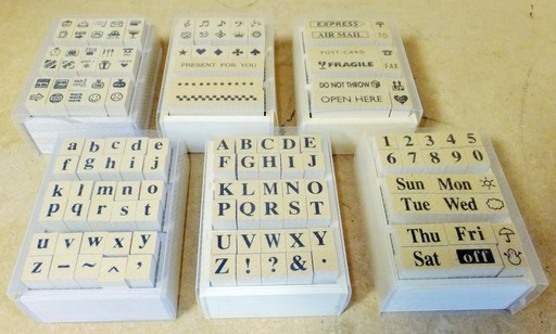 様々な種類のゴム印 スタンプ ローマ字 大文字 小文字 数字 マーク 記号など 木箱付き ロボコン 港南台のその他の中古あげます 譲ります ジモティーで不用品の処分