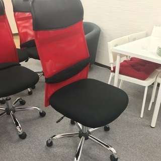 オフィスチェア/パソコンチェア　メッシュ・赤/黒　6脚