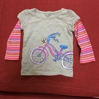 babyGap 長袖 グレー 80サイズ ピンク 自転車 ベビー...