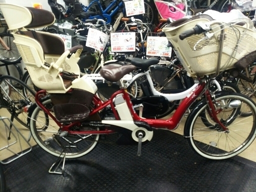中古モデル出ました！！　BRIDGESTONE　電動アシスト自転車　アンジェリーノ・ミニ22　RED　前後シート付　新品バッテリー　10月18日以降受け渡し