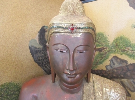 [岡山/引取限定] アンティーク　仏像　木彫り金箔仏像　釈迦如来　ゴーダマ・シッダールタ