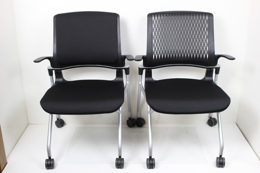002)コクヨ（KOKUYO） オルディナ CKH-690E6　肘付き オフィスチェア ネスティングチェア　椅子 ブラック 2脚