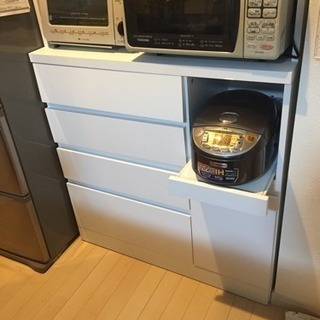 新品！未使用！郵送可！食器棚  レンジ台 キッチンボード(組立式)