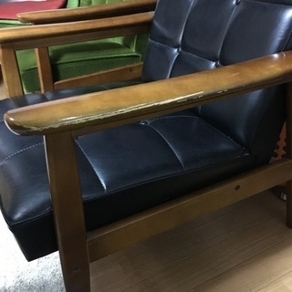 カリモク60 kチェア2シーター モケットグリーン➕オールドカリモク kチェア1シーター スタンダードブラック