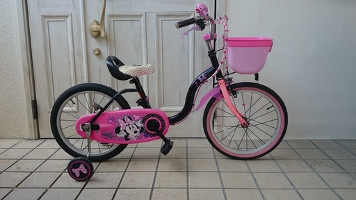 整備・点検済み 防犯登録付き ☆ミニーマウス☆ 18インチ 中古子供自転車