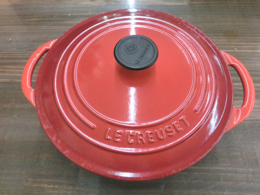 札幌 引き取り LE CREUSET/ルクルーゼ 両手鍋 赤 レッド 22cm 中古品（Y）