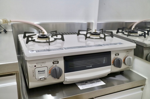 ★至急★ リンナイ コンパクトガステーブル 水無し片面焼 都市ガス13A用 左強火 クリームベージュ KGM33NBEL 13A