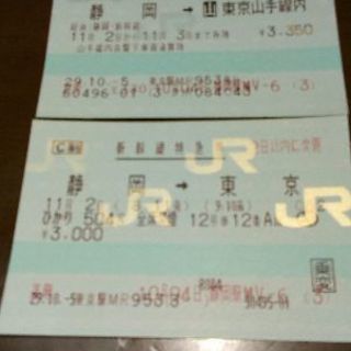 値下げしました!＼(^o^)／静岡→東京　新幹線11月２日時間指...