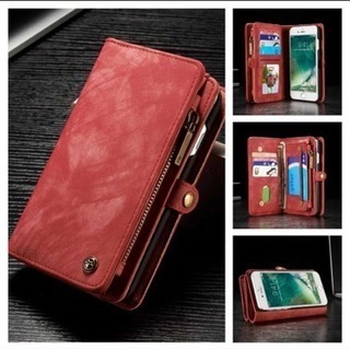 お財布 アイフォン6/6S ケース カバー 革製 赤 マルチ