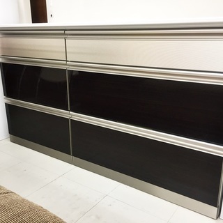 中古美品　レンジボード　大型　3段　ホワイト/ブラウン