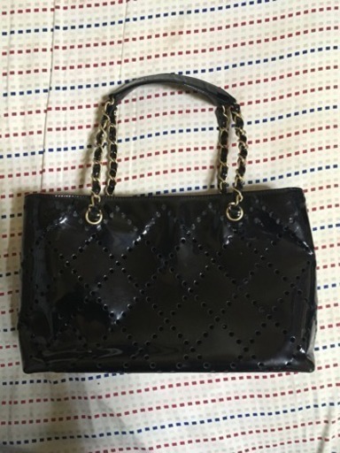 CHANEL シャネル エナメル チェーン トート ショルダー バッグ