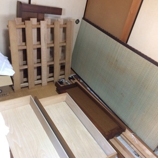 中古 木製 畳 シングルベッド ヘッドボード 引出し２個付き 部品一式