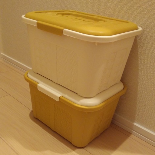 ダイソー Box With Lid フタ付box 編みカゴ調 2個 シェルティ 大宮公園のインテリア雑貨 小物 小物入れ の中古あげます 譲ります ジモティーで不用品の処分