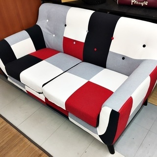 中古 2Pソファ パッチワーク柄