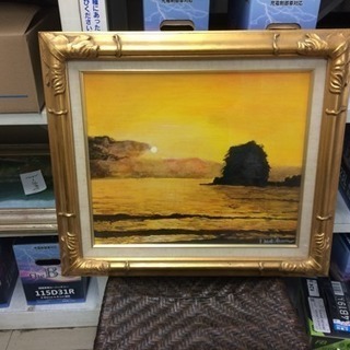 油絵 絵画【夕日の海辺】 絵画 HR 通販 16471748｜Creema