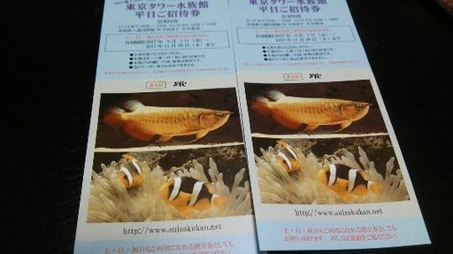東京タワー水族館 チケット 江戸川のテーマパーク 遊園地の中古あげます 譲ります ジモティーで不用品の処分 東京タワー水族館 チケット 江戸川のテーマパーク 遊園地の中古あげます 譲ります ジモティーで不用品の処分