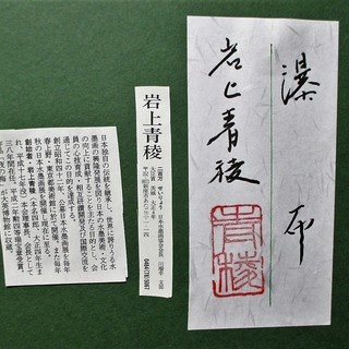 迫力　新品同様　岩上青稜　瀑布　水墨画　日本画水墨画協会会長　変12号(絵寸60×56cm、額寸77×74cm)  紙本　共シール　直筆　高級和額　材質女桑　表面アクリル　被せ箱　工芸　美術工芸品　伝統工芸品　日本画　絵画　引き取り可能な方のみでお願い致します。