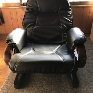 360度回転座椅子・リクライニング座椅子・肘掛座椅子　ブラック合成皮革