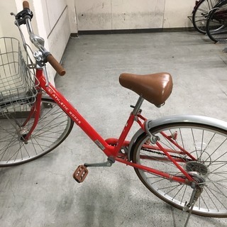 お取引中になりました。中古　真っ赤なかご付自転車！　