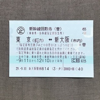 東京⇄大阪    新幹線・乗車券・指定特急券！