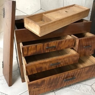 レトロな木箱2個セット  4段の引き出し 裁縫箱