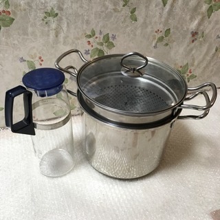 iwakiの耐熱ガラス1Lポット&ヨシカワのパスタ鍋 中古品