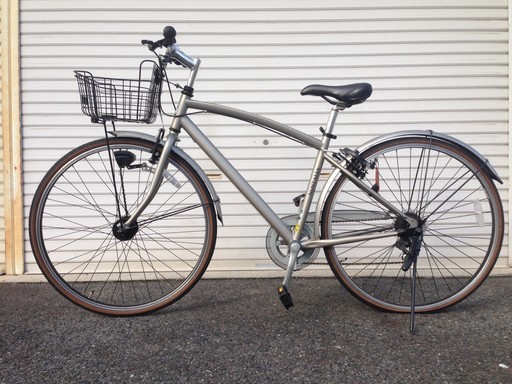 【中古】27インチ自転車■ 自動ライト・6段階変速機付（後輪パンク）