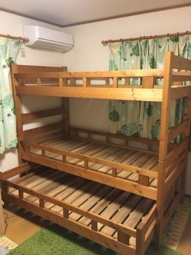 木製3段ベッド(組立式、説明書付)